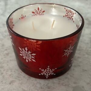 “New” Sand+Fog Red Snowflake Candle 12 oz Winter Pine